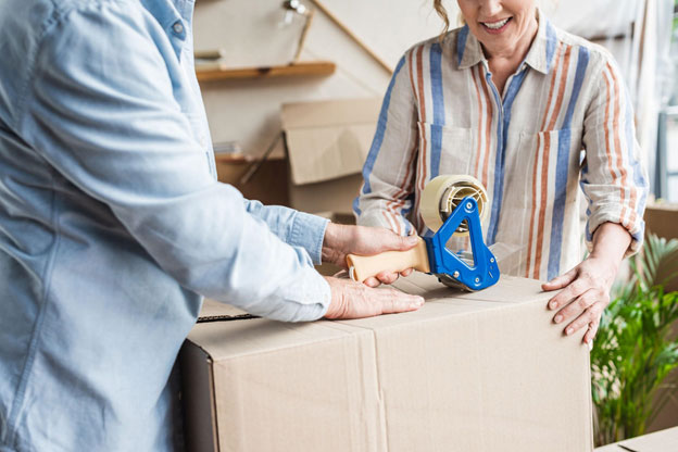 Indianapolis seniors packing a box