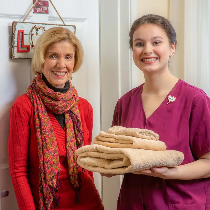 NorthRidge women given towels to women