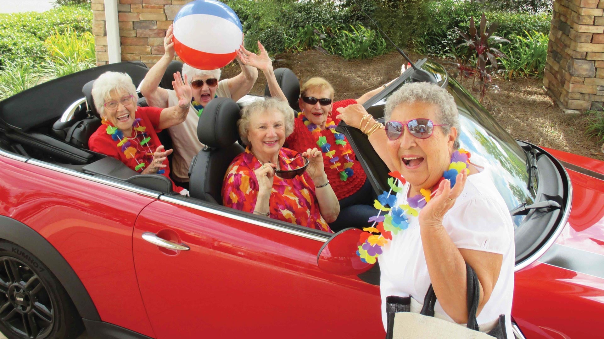 NorthRidge women in red car